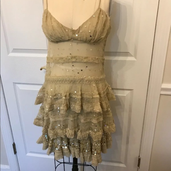 Moschino Dresses & Skirts - Moschino ruffled gold sequin dress